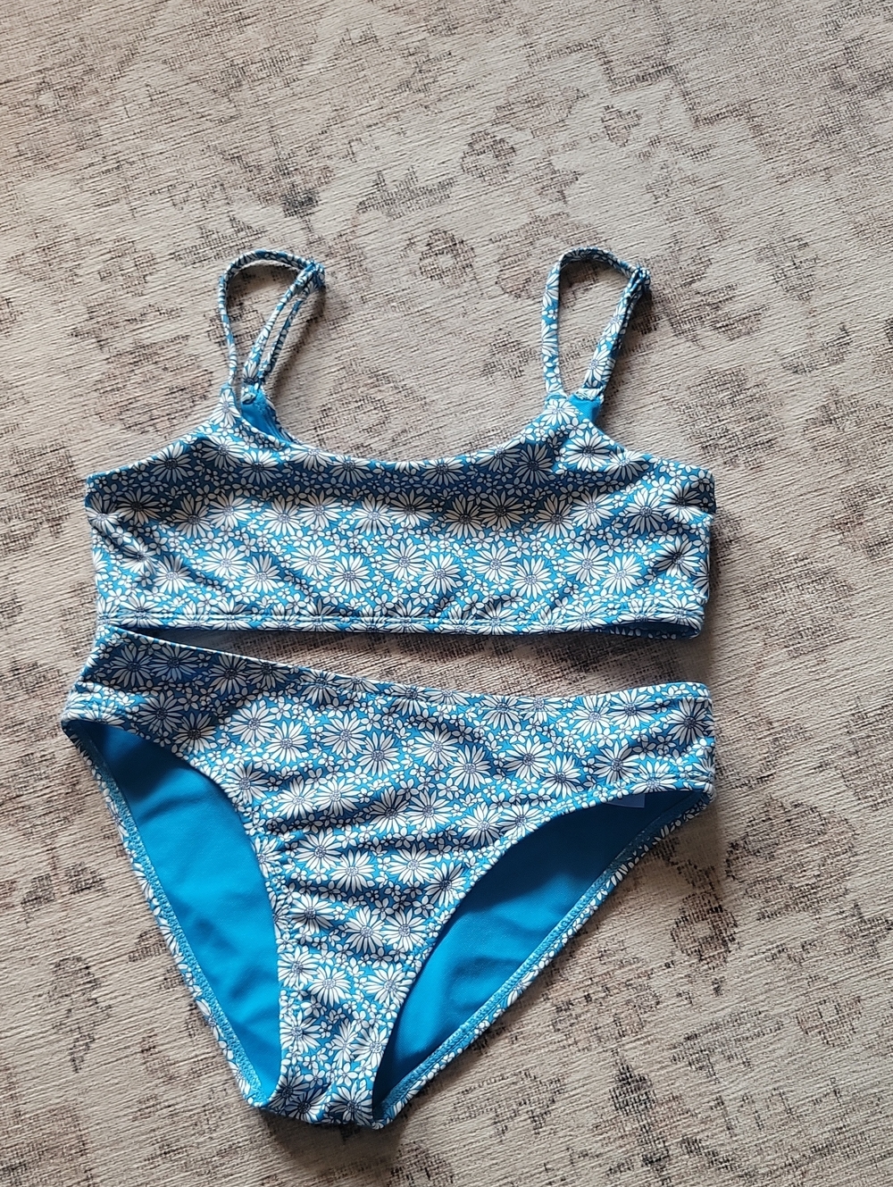 Blue Floral Girls' Two-Piece Swim Set